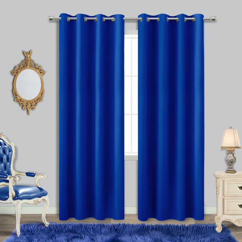 KOUFALL Blue Curtains 84 Inches Long for Living Room Set of 2 Panels Grommet Window Drapes Light Blocking Insulated Thermal Room Darkening Blackout Curtains for Bedroom 52 x 84 Inch Length Royal Blue - Image 1